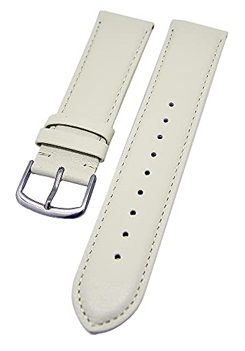 Uhrenarmband supersoft breit Kalbleder Farbe und Stegbreite wählbar (Creme, 16mm - L) von Uhrenhuette