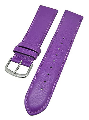 Uhrenarmband supersoft breit Kalbleder Farbe und Stegbreite wählbar (Dahlia, 20mm - L) von Uhrenhuette