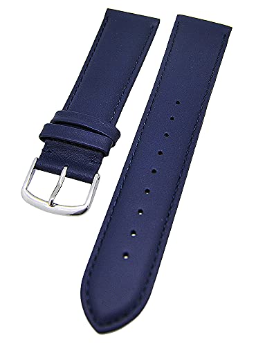 Uhrenarmband supersoft breit Kalbleder Farbe und Stegbreite wählbar (Dunkelblau, 16mm - L) von Uhrenhuette