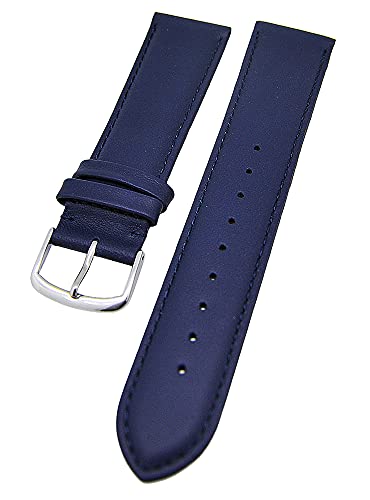 Uhrenarmband supersoft breit Kalbleder Farbe und Stegbreite wählbar (Dunkelblau, 18mm - XL) von Uhrenhuette