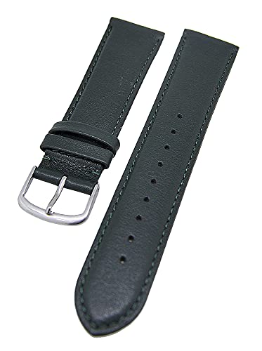 Uhrenarmband supersoft breit Kalbleder Farbe und Stegbreite wählbar (Dunkelgrün, 18mm - L) von Uhrenhuette