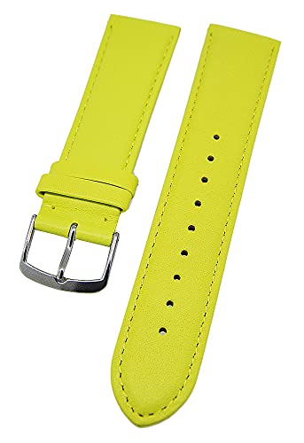 Uhrenarmband supersoft breit Kalbleder Farbe und Stegbreite wählbar (Gelb, 16mm - XL) von Uhrenhuette