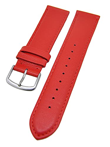 Uhrenarmband supersoft breit Kalbleder Farbe und Stegbreite wählbar (Hibiskus, 16mm - XL) von Uhrenhuette