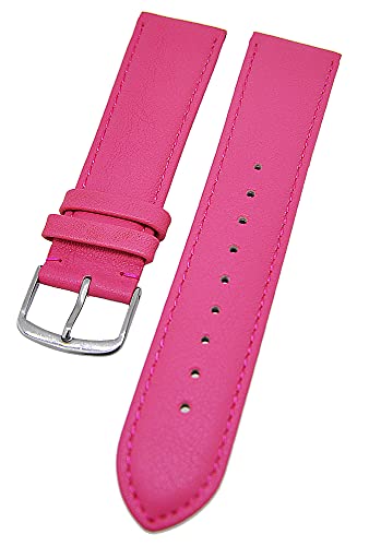 Uhrenarmband supersoft breit Kalbleder Farbe und Stegbreite wählbar (Himbeer, 20mm - L) von Uhrenhuette