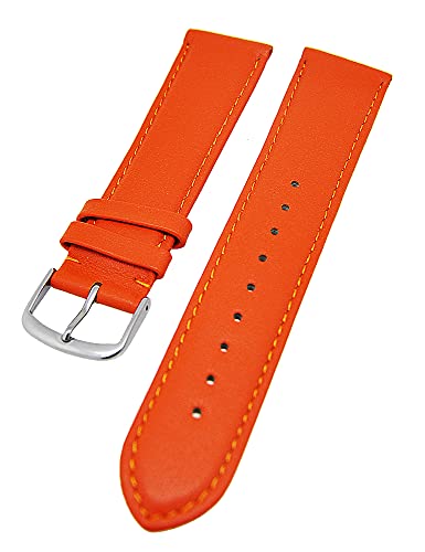 Uhrenarmband supersoft breit Kalbleder Farbe und Stegbreite wählbar (Orange, 20mm - L) von Uhrenhuette