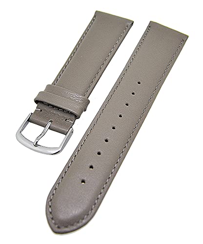 Uhrenarmband supersoft breit Kalbleder Farbe und Stegbreite wählbar (Taupe, 20mm - XL) von Uhrenhuette