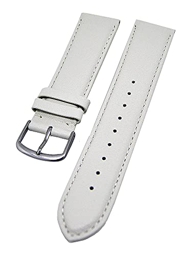 Uhrenarmband supersoft breit Kalbleder Farbe und Stegbreite wählbar (Weiß, 18mm - XL) von Uhrenhuette