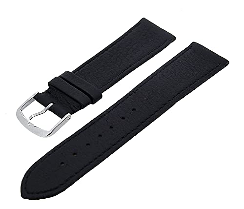 Uhrenarmband superweiches Hirschleder flach Farben wählbar Stegbreiten 18mm - 22mm (Schwarz, 20mm) von Uhrenhuette