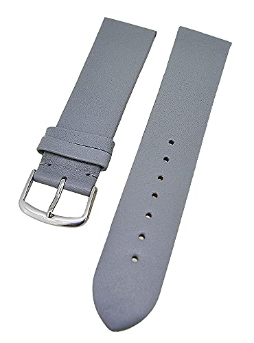 Uhrenarmband weiches Kalbslederband Stegbreiten 16mm - 24mm (Hellgrau, 18mm) von Uhrenhuette