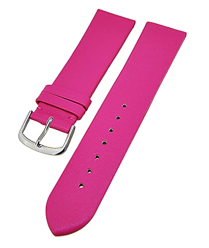 Uhrenarmband weiches Kalbslederband Stegbreiten 16mm - 24mm (Pink, 20mm) von Uhrenhuette