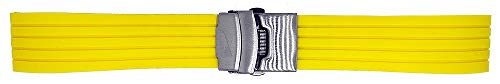 Uhrenhuette Uhrenarmband Silikon Gelb Streifen 18 mm Faltschließe matt von Uhrenhuette