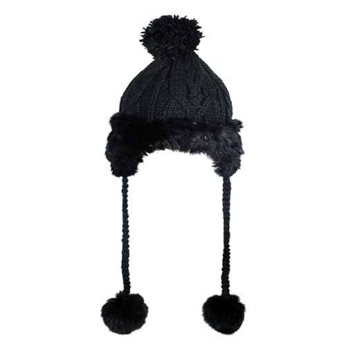 UieaMsio Damen Beanie Mütze mit Bommel Wintermütze Warme Strickmütze Fleecefutter Wintermütze Cuffed Beanie Mütze mit Bommel, Weichem Innenfutter von UieaMsio