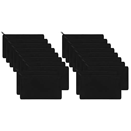 Uikdjgu 20 StüCk Leinwand ReißVerschluss Beutel Leinwand Make-Up Bleistiftetui Leere DIY Basteltaschen für Reisen DIY Bastelschule, Schwarz von Uikdjgu