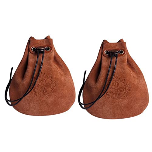 Uikdjgu 2X Außen LEDer GüNstige GeldböRse MüNz TüTe Kordelzug Beutel Kalebasse Schmuck Verpackung von Uikdjgu