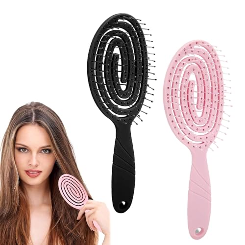 2 Stück Entwirrbürste, Anti Ziep Bürste Haarbürste Anti Frizz Bürste Haarbürste Locken Bürste Für Locken Entwirrbürste Lange Haare Locken Bürste, für Locken lange Haare von Damen Herren Kinder von Uirheurd