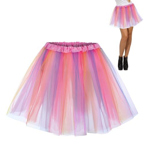 Uirheurd Regenbogen Kostüm Damen, Bunter Tüllrock, Geeignet für den Täglichen Gebrauch, den Besuch von Tanzpartys und Karneval von Uirheurd