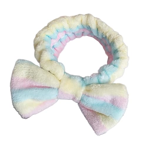 Saugfähiges Make-up-Haarband mit Schleife, Stirnband für Damen, mit weichem Plüsch, schönes Muster, ideal für Spas und Pyjama-Partys von Uitndvyte