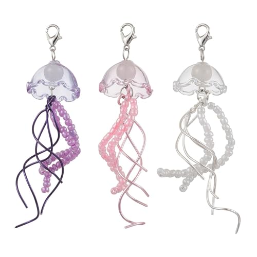 Uitndvyte 3pcs Handgefertigtes Robustes Glasperlenquallenwinde Chimes Keychain Ornament Accessoire Für Einzigartige Und Künstlerische Stile von Uitndvyte