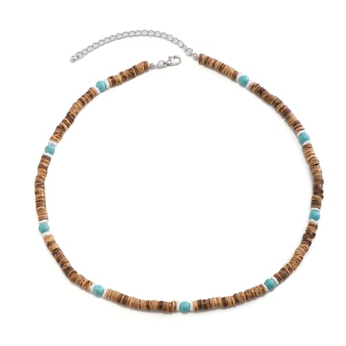 Uitndvyte Elegante Damen-Halskette mit polierten Holzperlen und echtem Türkis-Schmuck, perfekt zum Anziehen Uitndvyte Elegante Damen-Halskette mit polierten Holzperlen und echtem Türkis-Schmuck, perfekt zum Anziehen von Uitndvyte