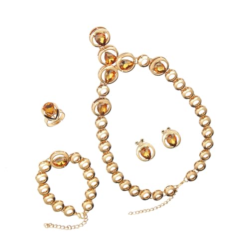 [Uitndvyte] Kristall Halskette und Ohrringe Set Hochzeit Damen Runde Mode Kristall Ohrringe Armbänder Brautveranstaltung von Uitndvyte