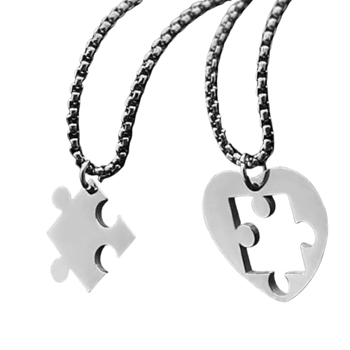 Uitndvyte Stabile Stahl-Herz-Puzzle-Halsketten, zierliche Paar-Halsketten mit Herz-Puzzle-Designs, Anhänger für den täglichen Gebrauch von Uitndvyte