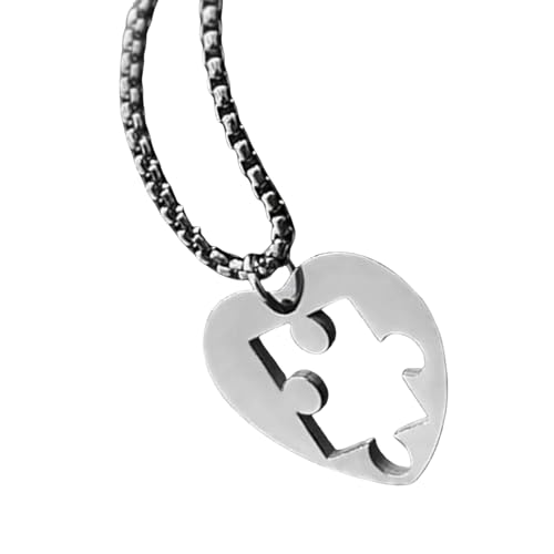 Uitndvyte Stabile Stahl-Herz-Puzzle-Halsketten, zierliche Paar-Halsketten mit Herz-Puzzle-Designs, Anhänger für den täglichen Gebrauch von Uitndvyte