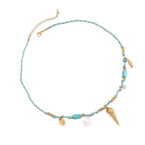 Uitndvyte Verstellbare Halskette mit Fischanhänger, geflochtener Kordel und Gold-Kupfer-Schmuck von Uitndvyte