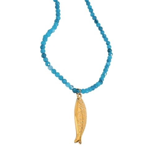 Uitndvyte Verstellbare Halskette mit Fischanhänger, geflochtener Kordel und Gold-Kupfer-Schmuck von Uitndvyte