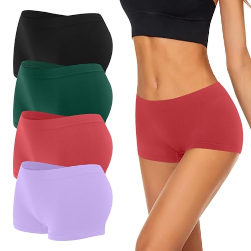 Uizuooy 4er Pack Boxershorts Damen Pantys Nahtlos Unterhose Mehrfarbig S/M von Uizuooy