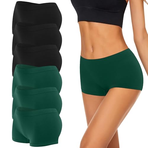 Uizuooy 6er Pack Boxershorts Damen Pantys Nahtlos Unterhosen Damen Seamless Slips Damen Weich Hipster Panties Stretch Unterwäsche Frauen Radlerhose Unterhose BDGR L/XL von Uizuooy