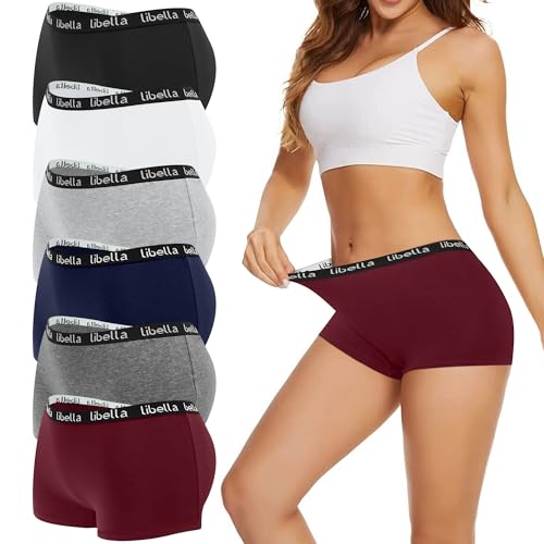 Uizuooy Boxershorts Damen Baumwolle Pantys Damen Weich Frauen Unterwäsche Stretch Hipster Sport Unterhosen Damen mit Baumwoll Schritt 6er Pack 2UN2-S-6 von Uizuooy