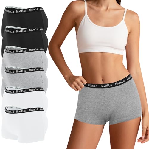 Uizuooy Boxershorts Damen Baumwolle Slips Damen Atmungsaktiv Panties Weich Frauen Unterwäsche Stretch Hipster Bequeme Unterwäsche Mehrpack 6er Pack BWG-M-6 von Uizuooy