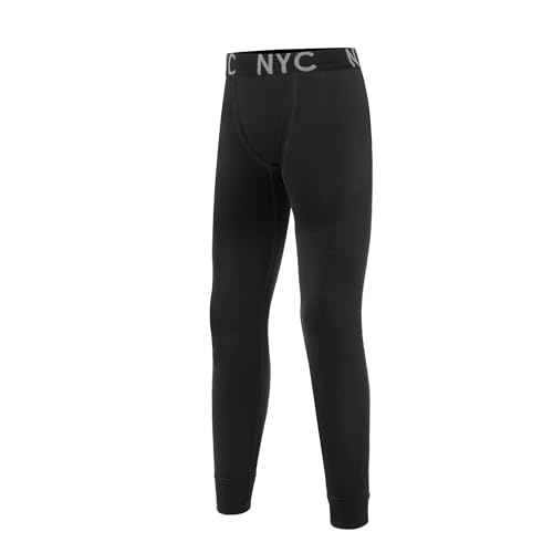 Uizuooy Lange Unterhosen Kinder Jungen SportunterwäSche Kinder Fussball Kompressions Leggings Jungen Baumwolle Schwarz 2601 BL 122-128 von Uizuooy