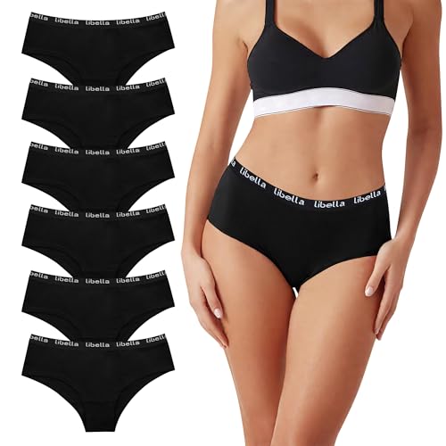 Uizuooy Unterhosen Damen Baumwolle Damen Slips Mehrpack Hipster Unterwäsche Atmungsaktiv Pantys Baumwolle Weich Bequeme Frauen Unterwäsche 6er Pack BL XL von Uizuooy