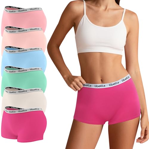 Uizuooy Boxershorts Damen Baumwolle Pantys Damen Weich Frauen Unterwäsche Stretch Hipster Sport Unterhosen Damen mit Baumwoll Schritt 6er Pack UN3-XL-6 von Uizuooy