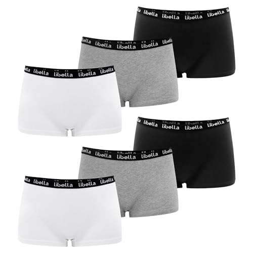 Uizuooy 6er Pack Boxershorts Damen Panties Damen Frauen Unterwäsche Baumwolle Atmungsaktiv Damen Slips Mehrpack Stretch 3429 Schwarz Weiß Grau L von Uizuooy