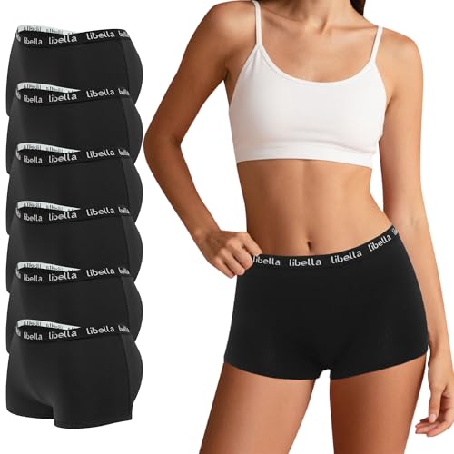 Uizuooy Boxershorts Damen Baumwolle Slips Damen Atmungsaktiv Panties Weich Frauen Unterwäsche Stretch Hipster Bequeme Unterwäsche Mehrpack 6er Pack BL-XL-6 von Uizuooy