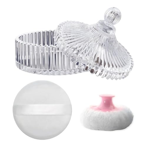 Ujjdwiurgh Set Aus Puderquaste und Beh?lter f¨¹r Den K?rper, Puderquaste zum Aufst?uben f¨¹r Frauen und Babys Sowie Beh?lter f¨¹r Losen Puder f¨¹r Nass- und Trocken-Make-Up von Ujjdwiurgh