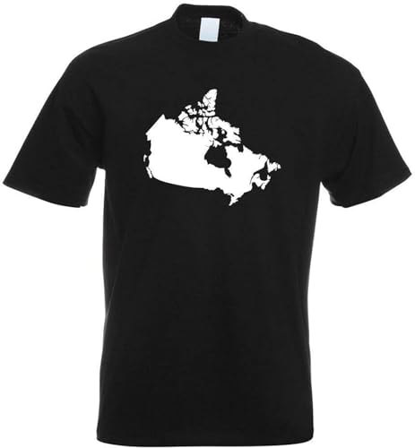 Men's Canada Outline Contour T-Shirt Printed Funshirt Design Print Black XL von Ujoya