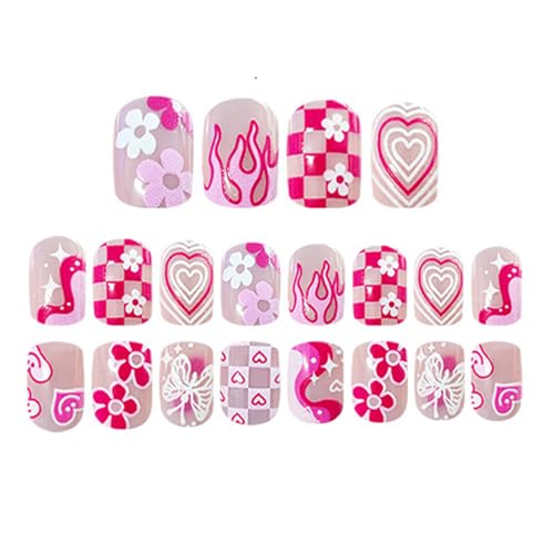 24 Stück Nägel Zum Aufdrücken Mandelkleber Auf Den Nägeln Französische Kunstnägel Designs Falsche Nägel Künstliche Nägel Geschenke Für Frauen Und Mädchen von Ukbzxcmws