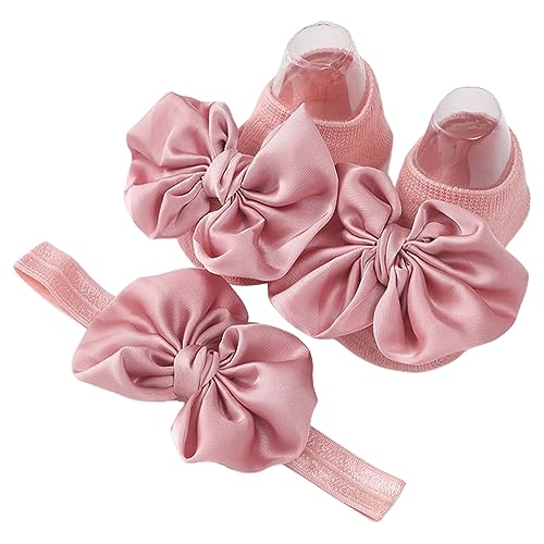 Anti Rutsch Bowknot Bodensocken Stirnband Für Babys Mädchen Und Jungen Bequeme Prewalker Flache Schuhe Innensocken Säuglings Haarband Säuglingszubehör Weiches Bequemes Stirnband von Ukbzxcmws