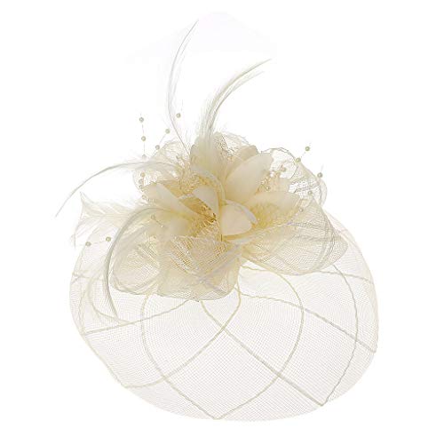 Damen-Haarspange, Fascinator, Blume, Pillbox, Hut, Perlen, Feder, Haarspange für Hochzeiten von Ukbzxcmws