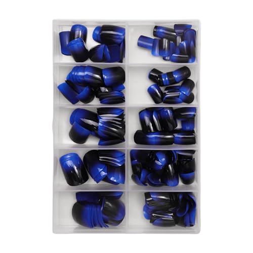 Elegante 120 Stück Blaue Nägel Mit Französischer Spitze Kurz Quadratisch Zum Aufdrücken Der Nägel Künstliche Nägel Kunstzubehör Für Modische Frauen von Ukbzxcmws