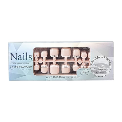 Elegante 120-teilige Zehennägel Mit Französischer Spitze Für Frauen Und Mädchen Vollständige Abdeckung Gefälschte Zehennägel Dauerhaftes Tragen Modische Zehennagelverbesserung von Ukbzxcmws