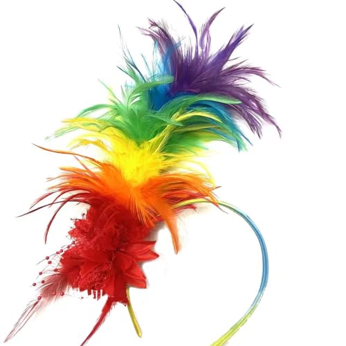 Feder-Stirnband, 1920er Jahre, gefiederter Fascinator, Party-Kopfbedeckung, Haarschmuck für Damen, Halloween, Karneval, Vintage-Accessoire von Ukbzxcmws