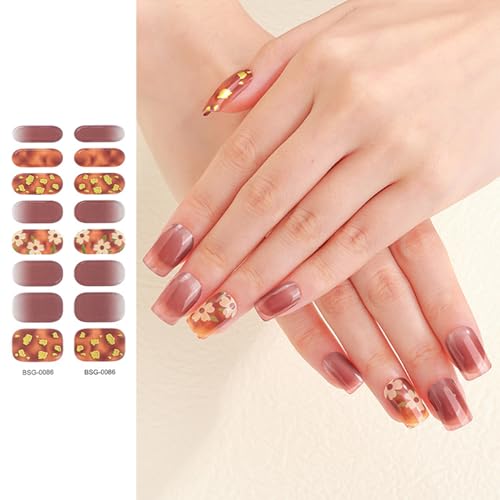 Halbgehärtete Gel Nagelaufkleber/LED Lampe Erforderlich 16 Gel Nagellack Wraps Modisches Gel Nagelkunstaufkleber Für Frauen von Ukbzxcmws