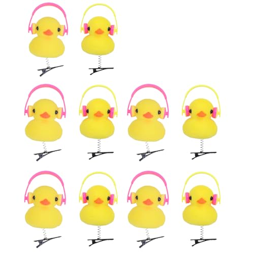 Modische Kinder-Enten-Haarnadel, niedlicher Clip, 3D-Headset, Haarnadel, Cartoon, lustig, Entenschnabel-Clip, Damen, Kopfbedeckung, kleine gelbe Ente, Haar-Accessoire, 10 Stück von Ukbzxcmws