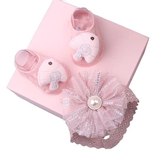 Spitzen Stirnband Und Socken Für Babys Unisex Für Jungen Und Mädchen Elastischer Kopfschmuck Rutschfeste Bodensocken Geschlechtsneutrale Köpfe Accessoires Baby Haar Accessoires Baby Haar von Ukbzxcmws