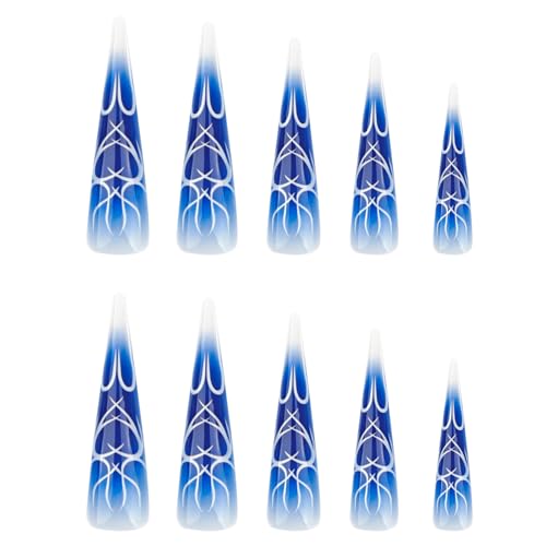 Stilvolle Spitze Künstliche Nägel Aus Acryl Mit Herzstreifen Zum Aufdrücken Der Nägel Für Frauen Die Einen Stilvollen Look Suchen von Ukbzxcmws