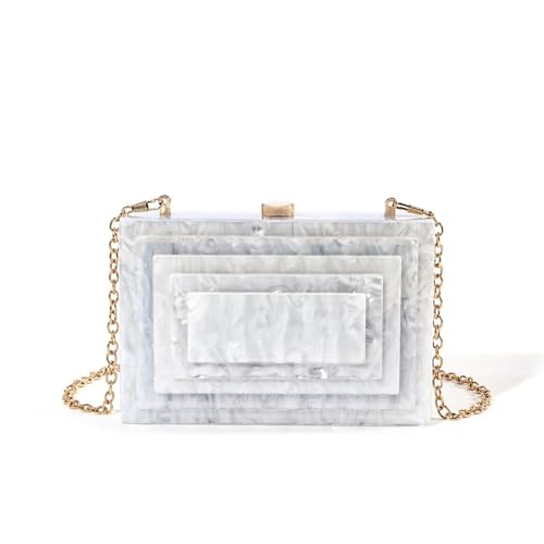 Trendige Acryl Box Abendtasche Für Damen Mit Metallkettendetails Marmorierung Umhängetasche Umhängetasche Handtasche von Ukbzxcmws